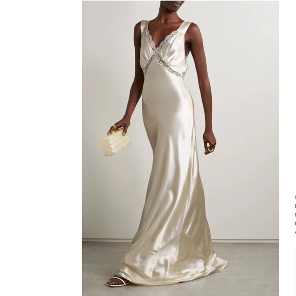 Reformation Chania Silk Dress, Ivory, M - Picture 1 of 9